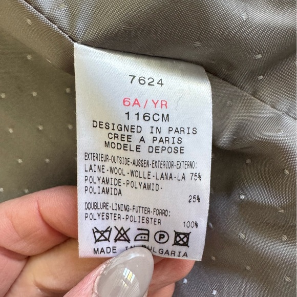 Jacadi Girls Gray Wool blend Pea Coat  size 6 - Picture 7 of 7